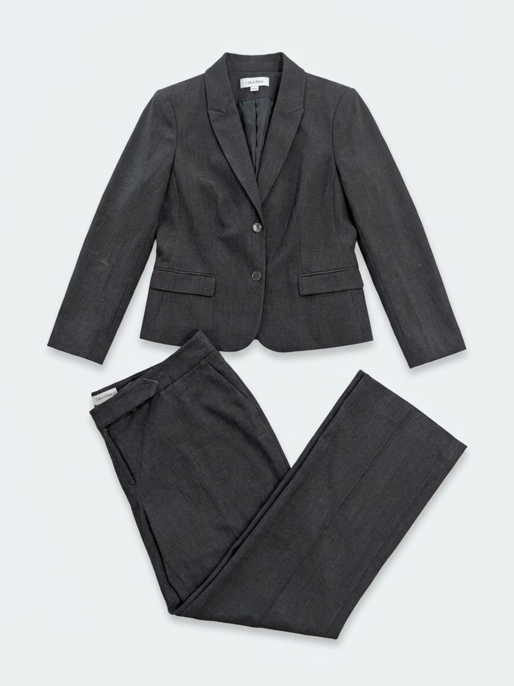 Calvin Klein Women’s Size 14 Gray 2 Piece Blazer Pants Suit